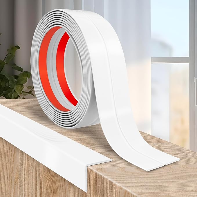 Flexible Wall Corner Protector Moulding Trim Peel and Stick Wall Corner Guards Edge Protector Self Adhesive Molding Trim Strip for Edge Ceiling (White, 0.8 in x 10 Ft)