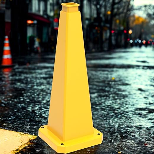 BESEA 6 Pack 36" Bright Yellow Traffic Safety Cones with Weighted Base, High-Visibility Parking Cones for Driveways, Business Parking Lots, Garages, Indoor/Outdoor Use