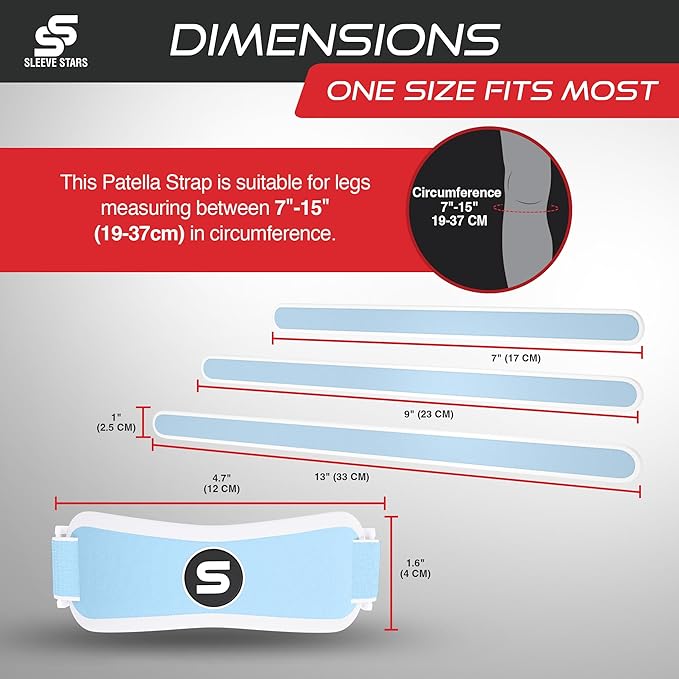 Sleeve Stars Swedish Brand Patellar Tendon Support Strap for Women & Men Effective Osgood Schlatter Knee Brace Youth & Kids Knee Brace with 3 Adjustable Length fits 7"-15" (Single/Light Blue/Kids)