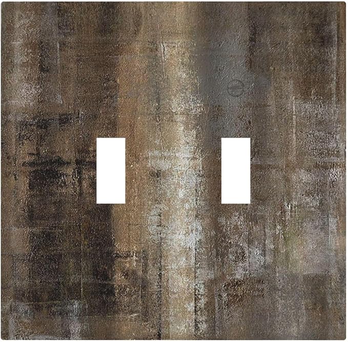 Decorative Switch Plates Old Vintage Copper Rustic Rusty Modern Tan Brown 2 Gang Double Toggle Outlet Light Switch Cover Wall Plate Electrical Faceplate for Farmhouse Cabin Decor