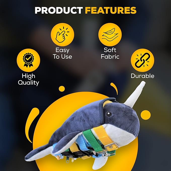 SENSORY4U Buckle Pillow Narwhal – Sensory Motor Aid for Fine Motor Skills, Hand-Eye Coordination & Pediatric Occupational Therapy Support