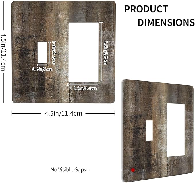 Outlet Covers Old Vintage Copper Rustic Rusty Modern Tan Brown 1 Toggle 1 Rocker Combination Decorative Wall Plate Electrical Switch Plates Light Switch Cover Plate for Farmhouse Cabin Decor