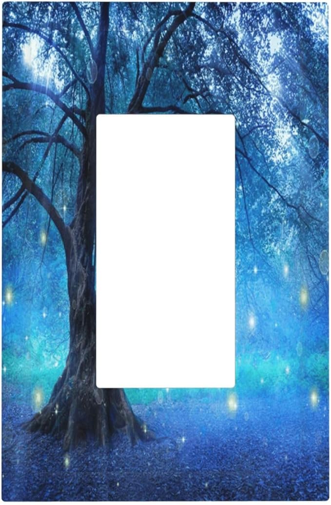 Outlet Covers Fantasy Fairy Tree In Mystic Forest 1 Gang Wall Plate Single Rocker Light Switch Cover Decorative GFCI Receptacle Cover Electrical Switchplate for Bathroom Bedroom Decor