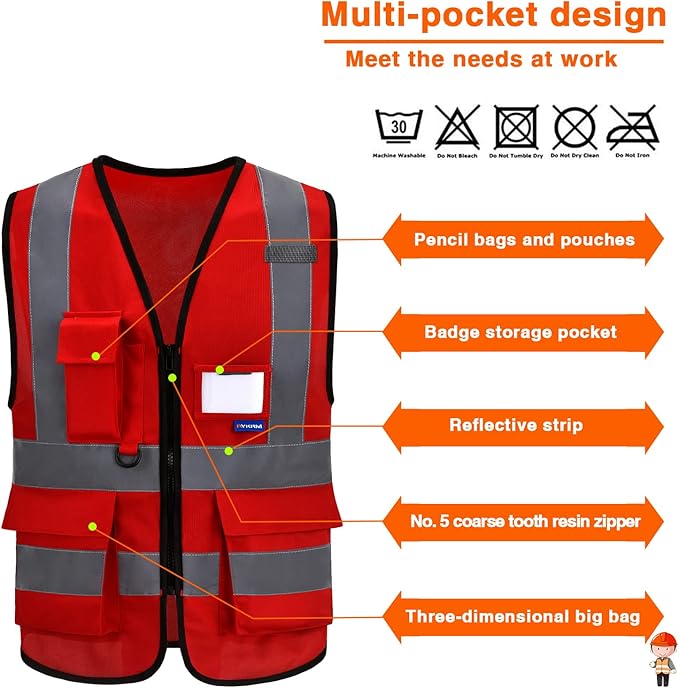 A-SAFETY Red High Visibility Vest