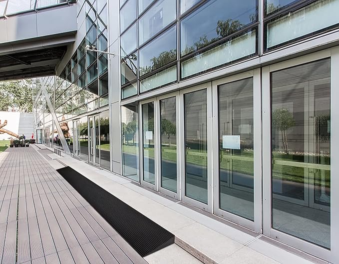 0.3'' Rise Solid Rubber Wheelchair Ramp,Threshold Ramp Used for Thresholds,Doorways and Bathroom (High:0.3 Inch(Pack of 1)) Black