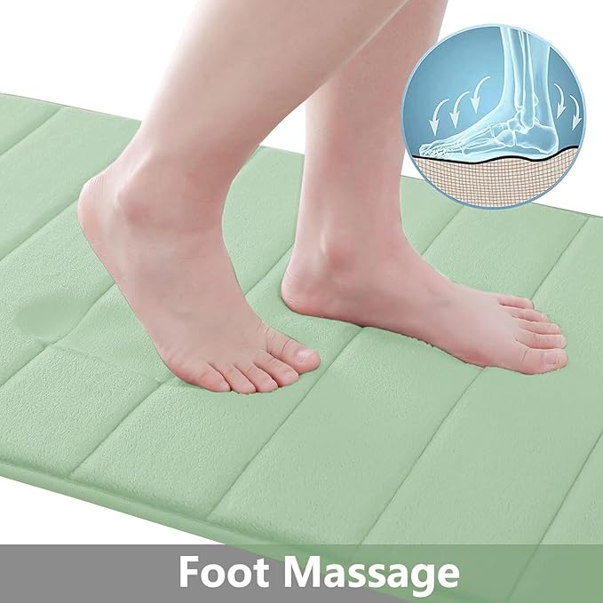 Buganda Memory Foam Bath Mat, 40" x 32", Ultra Soft and Non-Slip Bathroom Rugs, Water Absorbent and Machine Washable Bath Rug Runner for Bathroom, Shower, and Tub, Sage Green