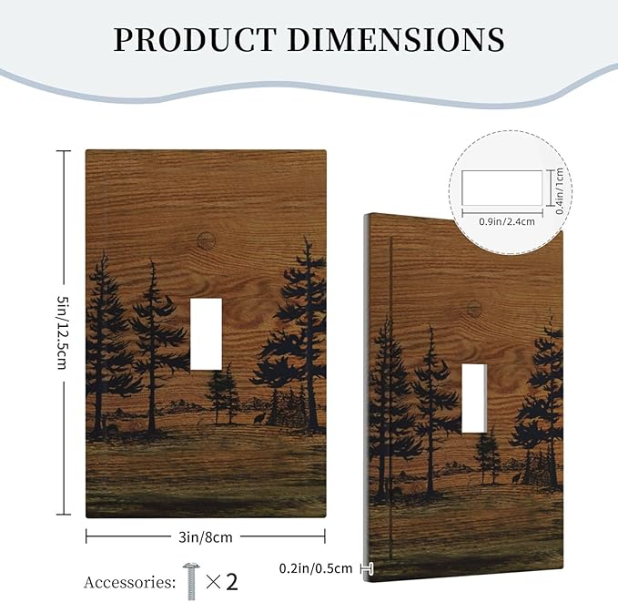 Decorative Light Switch Covers Rustic Farmhouse Brown Board Pine Tree Wood Grain 1 Gang Light Switch Cover Plate Single Toggle Wall Plate Outlet Covers Wall Plate Dimmer Faceplate for Bathroom