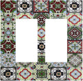 Decorative Outlet Covers Talavera Tile Decal 2 Gang Double GFCI Rocker Electrical Wall Panels Light Switch Cover Plate for Bedroom Bathroom Decor
