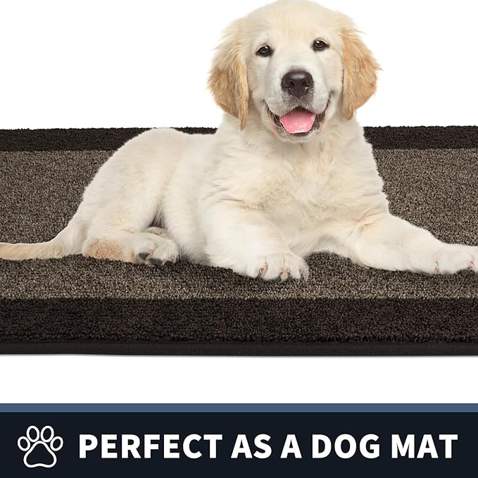 PURRUGS Dirt Trapper Door Mat 32" x 48", Non-Slip/Skid Machine Washable Entryway Rug, Shoes Scraper, Throw Rug, Super Absorbent Area Rug for Muddy Wet Shoes and Paws, Grayish Brown & Coffee