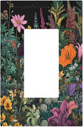 Decorative Outlet Covers Colorful Floral Dark Sky Wildflower Plants 1 Gang Rocker Light Switch Cover Plate Single Gfci Light Switch Covers Wall Plate for Bathroom Decor