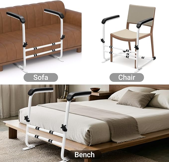 Stand Assist Aid for Elderly/Seniors/Disabled, Couch/Chair Lift Assistance Stand Up Devices with 6-Level Adjustable Height, Help Standing Aids & Supports, 450lbs Loading, White