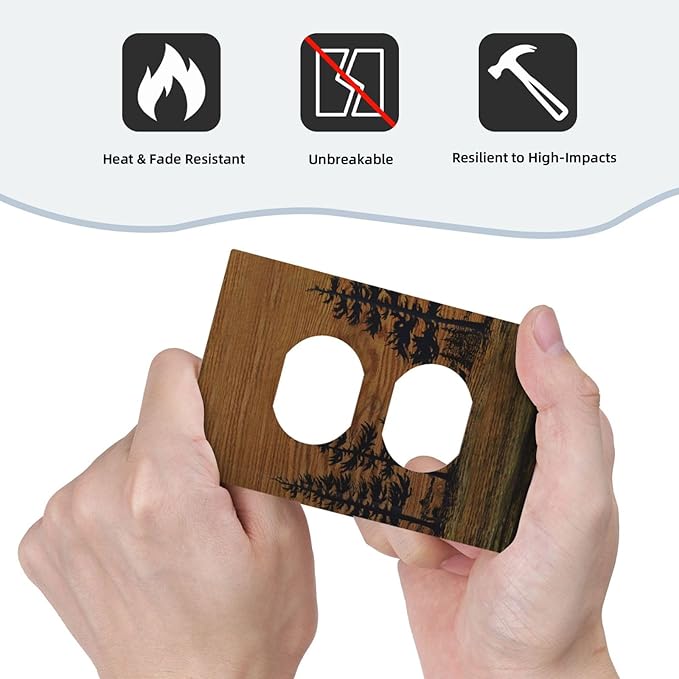 Outlet Covers Rustic Farmhouse Brown Board Pine Tree Wood Grain Decorative 1 Gang Duplex Light Switch Cover Plate Receptacle Wall Plate Electrical Switch Plate Covers for Bathroom Decor