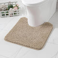 MIULEE Microfiber Toilet Bath Mat U-Shaped Contour Shaggy Bathroom Rugs Non Slip Extra Thick Soft Bath Rug Absorbent Water for Bathroom Commode Machine Washable(24x24 Inch, Tan)