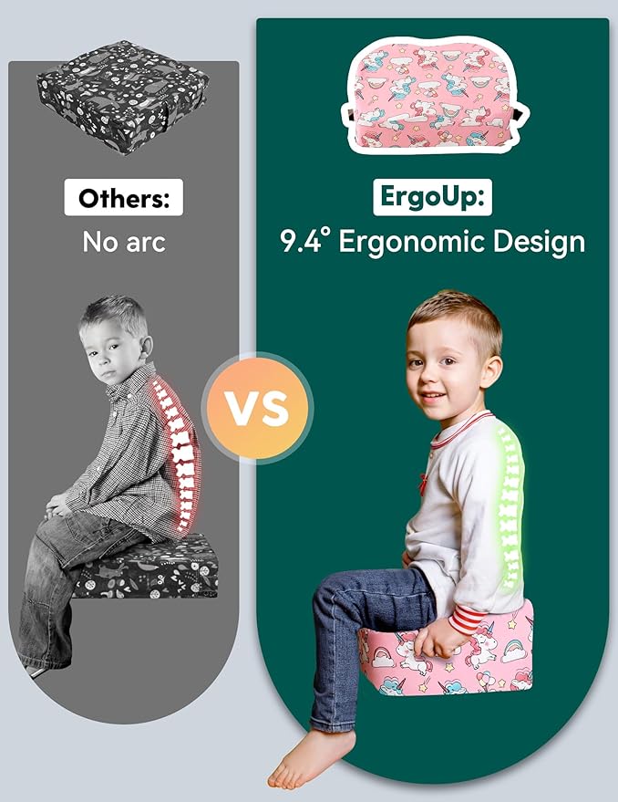 Babelio Ergo-Designed Booster Seat for Kitchen Chair, Promote Proper Upright Posture, Toddler Booster Seat for Dining Table, Removable & Washable Cover, Suitable for 18 Months to 5 Years, Pink Unicorn