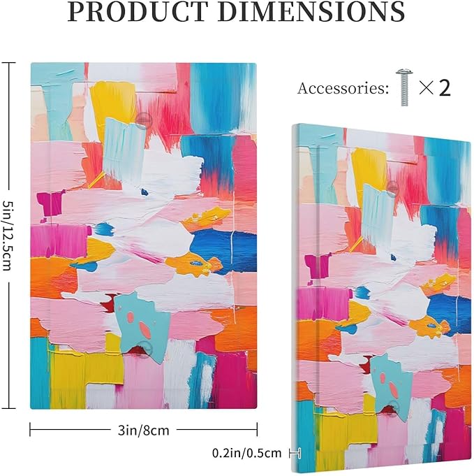 Light Switch Cover Plate Multicoloured Modern Watercolor Oil Painting 1 Gang No Device Blank Electrical Wall Plates Faceplate Decorative Switch Plate for living Room Bedroom Decor
