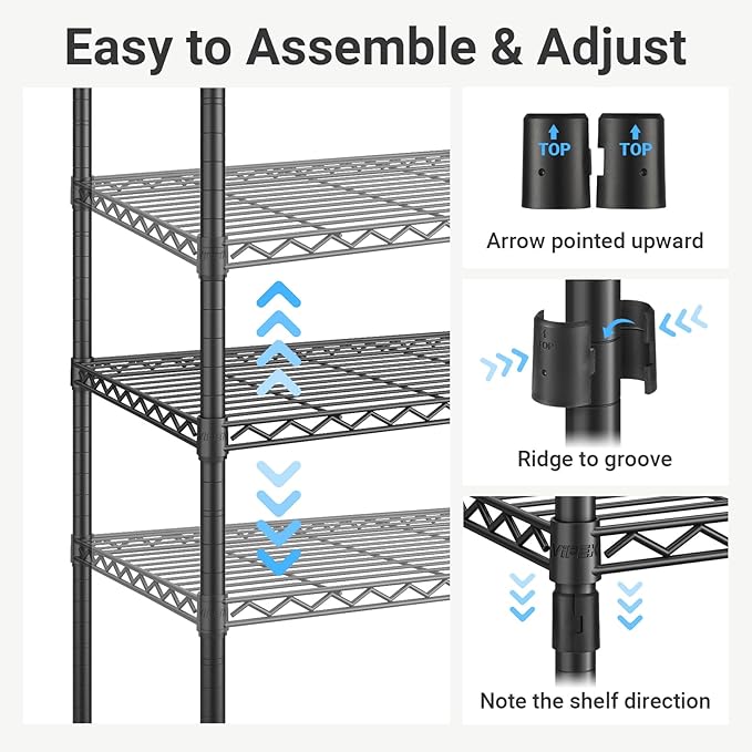 VIPEK R3 Plus Rolling Clothes Rack with Locking Wheels, Portable Closet for Hanging Clothes Heavy Duty Garment Rack with Adjustable Shelves and Side Hooks, Metal Wardrobe for Home Storage, Black