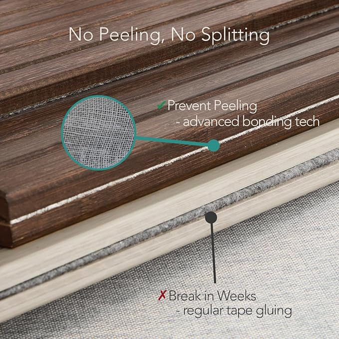 DETOR Couch Arm Tray with Spacious 12.4" x 5.4" Storage Box, Brown-Stained Bamboo Finish, Enhanced Non-Slip Felt Bottom, Sturdy Bamboo Slats, Fits Armrests 6" and Wider