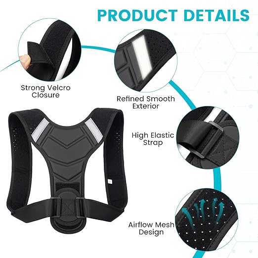 Posture Corrector for Men & Women, Adjustable Back Brace & Straightener for Office, Home & Daily Use, Relieve Back Pain, Prevent Hunching & Slouching, Comfortable & Breathable, L