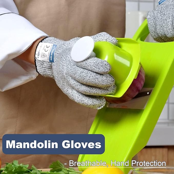 Dowellife Cut Resistant Gloves Food Grade Level 5 Protection, Safety Kitchen Cuts Gloves for Oyster Shucking, Fish Fillet Processing, Mandolin Slicing, Meat Cutting and Wood Carving. (X-Large)