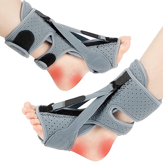 Plantar Fasciitis Night Splint-Upgrade 3 Adjustable Planter Facetious Relief Brace,Plantar Fasciitis Relief Women Men Straps,Support Relief Foot Drop Achilles Tendonitis Day Night(Gray-2PC)