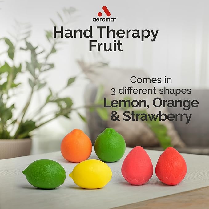 Ecowise Hand Therapy Fruit Squish Ball Pair – 2 Lemon Stress Balls for Adults, Hand Therapy and Grip Strength Trainer, Squeeze Balls for Stress Relief, Wrist and Finger Exercise, Latex-Free