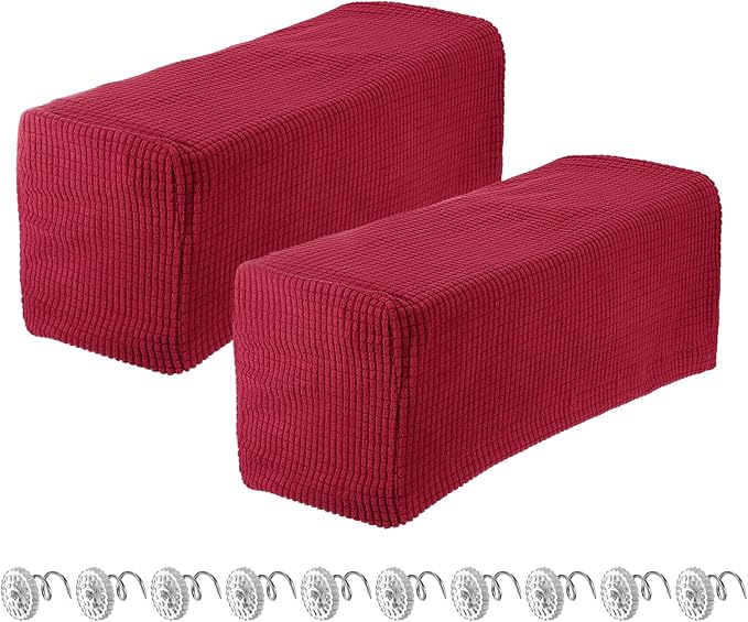 uxcell 2pcs Stretch Armrest Covers for Chairs/Sofas, Couch Arm Covers with Twist Pin, Furniture Protector Slipcovers Wine Red