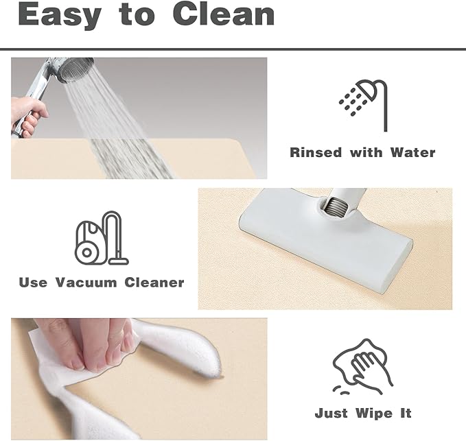 Bathroom Mat Quick Dry, Bathroom Rugs Non Slip Washable Thin Absorbent Bath Mat Fits Under Door Bathroom Floor Mat Perfect for Bath, Shower, or Sink 24"x36" Beige