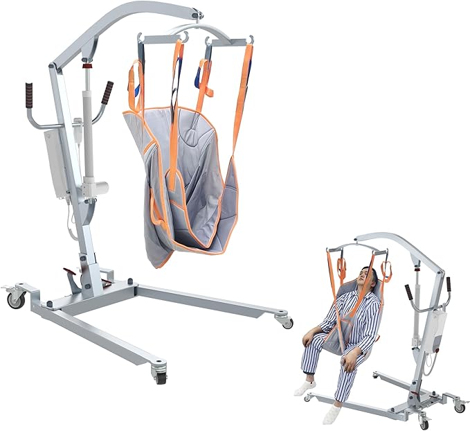 Patient Lift for Home use, Patient Lift Transfer Chair with Full Body Sling, Rechargeable Lift Elderly from Floor, 400lbs Weight Capacity, Ultra-Quiet Motor, Easy Disassemble