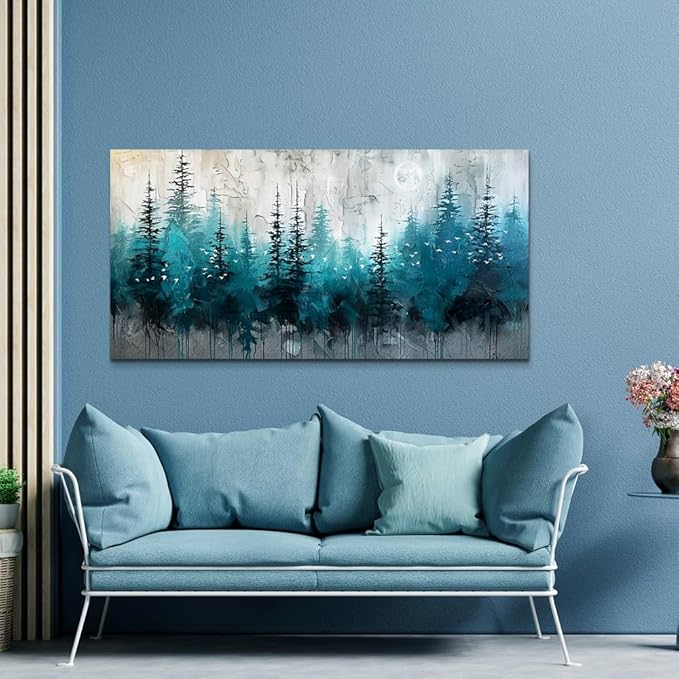 MHARTK66 Framed Canvas Wall Art For Living Room Large Decor For Office Bedroom Wall Decorations Black And White Abstract Wall Painting Forest Tree Textured Pictures Home Decor Hanging Artworks