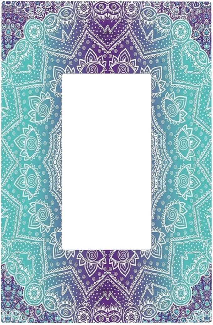 Outlet Covers Ombre Modern Mandala Floral Geometric 1 Gang Wall Plate Single Rocker Light Switch Cover Decorative GFCI Receptacle Cover Electrical Switchplate for Bathroom Bedroom Decor