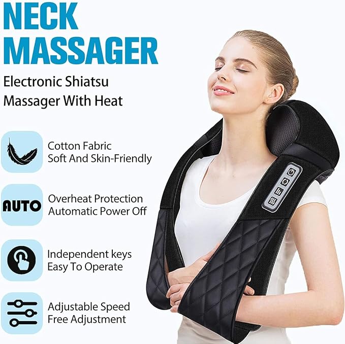 VIKTOR JURGEN Christmas Gifts for Women & Men, Shiatsu Neck and Shoulder Massager with Heat Deep Tissue Kneading Sports Recovery Massagers for Back, Foot, Relaxation Gifts for Wife, Husband, Him, Her