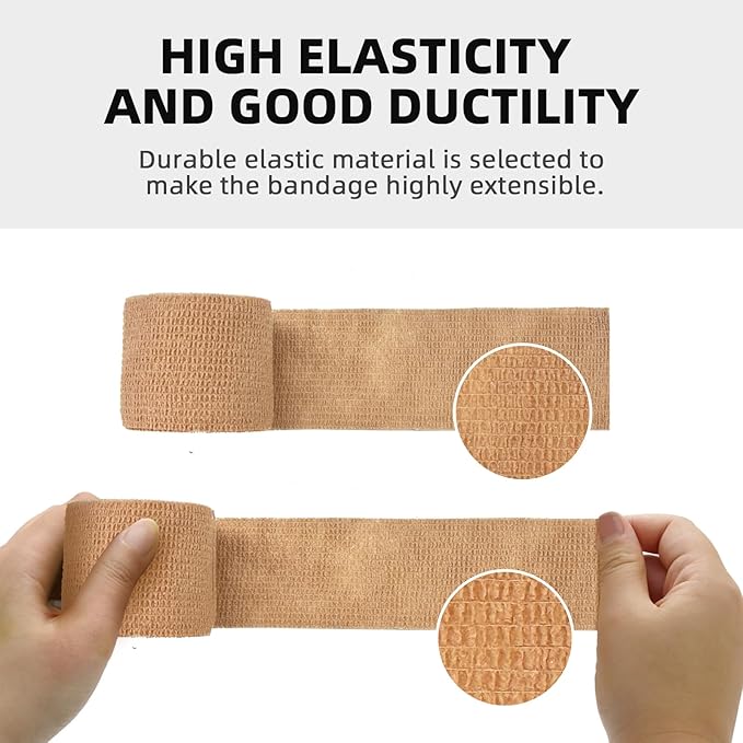 OK TAPE Self Adherent Cohesive Bandages Wrap - 12Packs, 3" x 5 Yards, Non-Woven Self Adhesive Bandage Wrap for Thumb, Finger, Wrist, Ankle, Vet Wrap Bandages Tape (Mixed Colors)