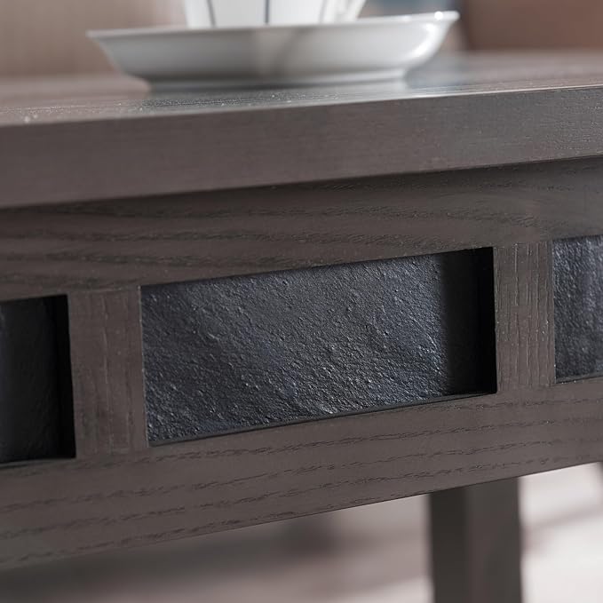 Leick Home 10056-GR Slate Recliner Wedge Table with Shelf, Smoke Gray Oak and Black