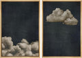 MUDECOR Framed Canvas Print Wall Art Vintage Cloudscape Dark Moody Sky with Floating Clouds Illustrations Modern Art Decorative Chic for Living Room, Bedroom, Office - 24"x36"x2 Natural