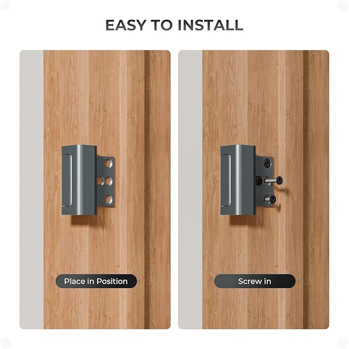 6Pack Home Security Door Reinforcement Lock, Childproof Safety Door Lock Latch Inside Stopper, Add High Security to Prevent Home Unauthorized Entry, Aluminum Construction Finish Grey