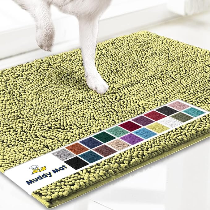 Muddy Mat® | Super Absorbent Door Mat Indoor, Microfiber Quick Dry Chenille Entryway Rug, Non-Slip Front Door Mat, Indoor Mats for Entryway, Machine Washable Pet Rug, Yellow 24" x 72"