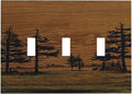 Decorative Switch Plate Covers Rustic Farmhouse Brown Board Pine Tree Wood Grain 3 Gang Light Switch Cover Plate Triple Toggle Wall Plate Light Switch Covers for Bathroom Decor