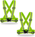 DUSKCOVE 2 Pack Hi Vis Safety Vests - Adjustable Bright Neon Color High Visibility Reflective Safety Straps Gear for Traffic Control, Running, Cycling