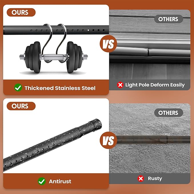 Sliding Door Security Bar, 17.1-51" Adjustable Lock Bar with Rubber Tips, 1.25" Thickened Metal for Sliding Window & Door, Black, Fortify Your Home Entry Points