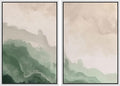 MUDECOR Framed Canvas Print Wall Art Soft Green and Beige Abstract Calming Watercolor Landscape Illustrations Modern Art Decorative Bohemian Chic for Living Room, Bedroom, Office - 16"x24"x2 White
