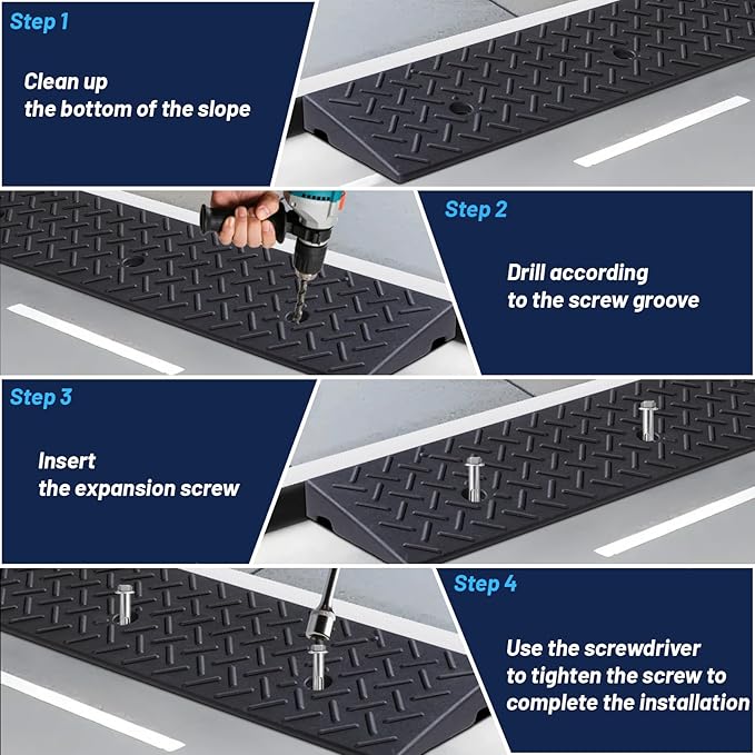 Rubber Curb Ramp, 4" Rise Height 2 Pack, Heavy-Duty 2 T Capacity Threshold Ramps, 39.4" L x 9.8" W Driveway Ramps for Cars, Wheelchairs, Bikes, Motorcycles