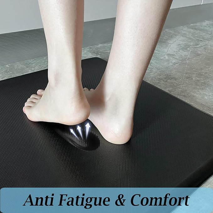 Artnice Anti Fatigue Kitchen Floor Mat, 3/4 Inch Thick Waterproof Comfort Standing Desk Mat, Ergonomic Multi-Purpose Cushioned Rugs for Home, Sink, Office, Laundry(20" x 71",Black)