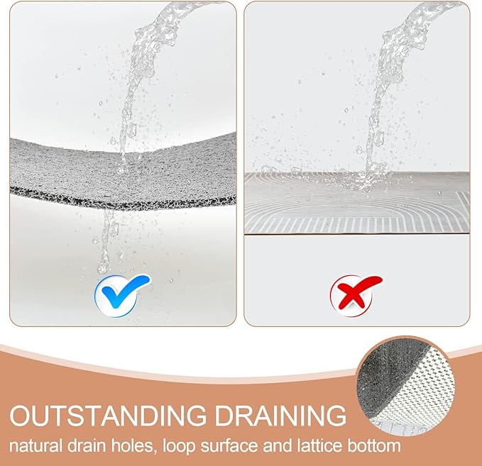 Joyhalo Shower Mat Bathtub Mat Non Slip, Bathmats Non Slip, Quick Drying Foot Scrubber Loofah Mats for Shower, Tub, Bathroom, Home, 30x17inch, Grey