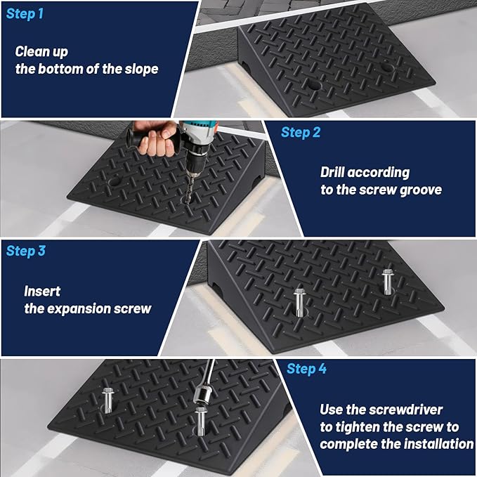 Rubber Curb Ramp, 5" Rise Height 2 Pack, Heavy-Duty 4 T Capacity Threshold Ramps, 19.7" L x 16.5" W Driveway Ramps for Cars, Wheelchairs, Bikes, Motorcycles