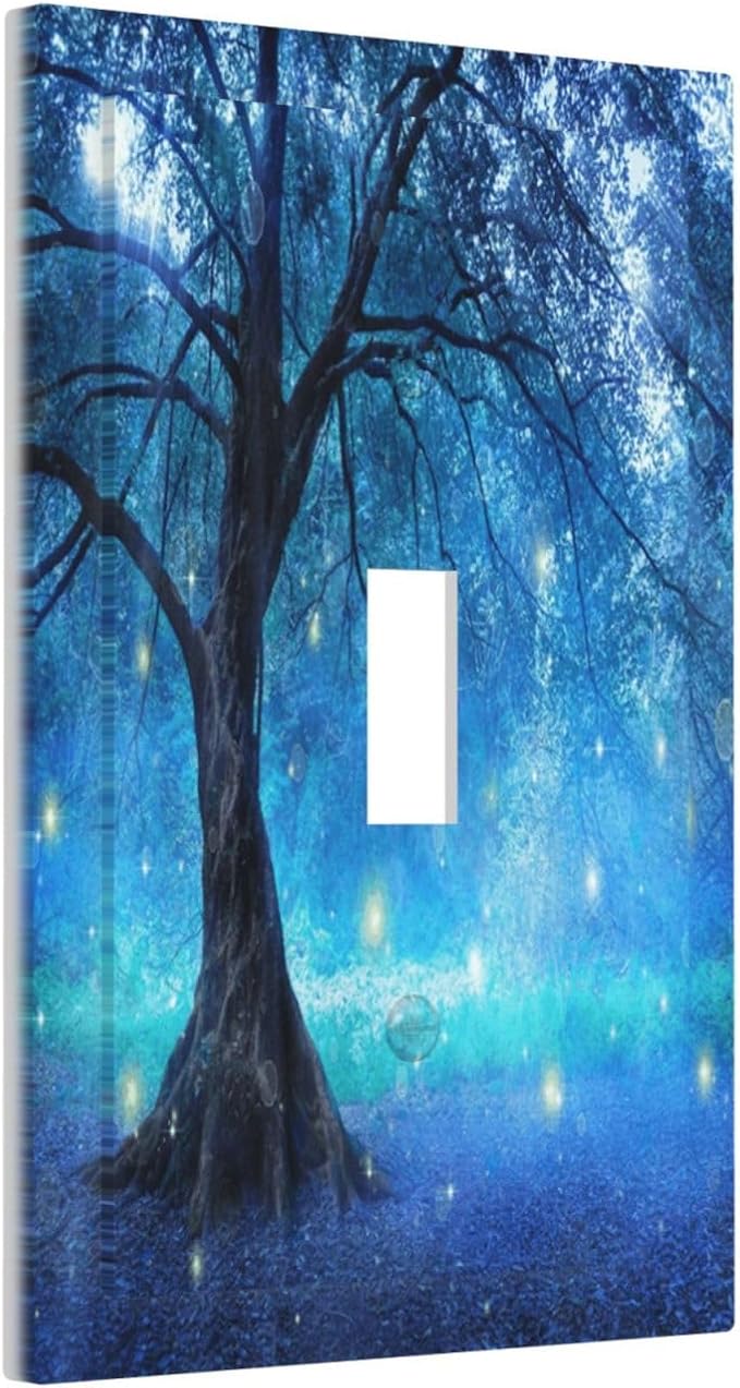 Light Switch Cover Fantasy Fairy Tree In Mystic Forest 1 Gang Wall Plate Cover Single Toggle Outlet Covers Decorative Switchplate Electrical Faceplate for Bathroom Bedroom Decor