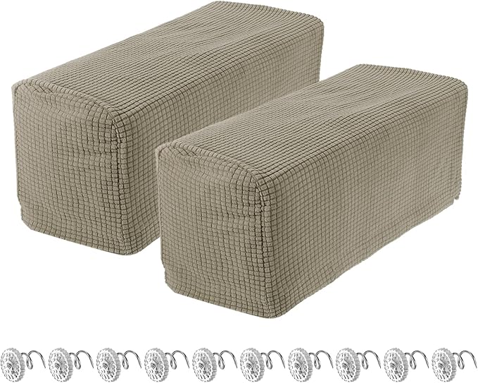 uxcell 2pcs Stretch Armrest Covers for Chairs/Sofas, Couch Arm Covers with Twist Pin, Furniture Protector Slipcovers Olive Green