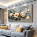 PHAOHUAXM Large Canvas Wall Art For Living Room Wall Decoration For Bedroom White Ink-Wash Flower Paintings Office Restaurant Corridor Mural Printing Artwork Home Decor Aesthetics Wood Frame 30"X60"