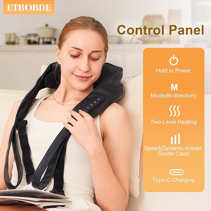 Neck and Shoulder Massager for Pain Relief Deep Tissue Lower Back Massage, Neck and Back Massager with Heat Electric for Pain Relief Shiatsu Chair Office Home Car Gift