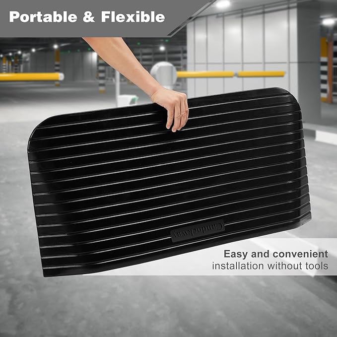 3.5" Rise Threshold Ramps Doorway, Wheelchair Ramp with Non-silp Surface, 4400 LBS Capacity, Solid and Portable, for Steps, Driveway and Curb Black