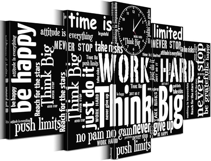 Biufo Inspirational Quotes Wall Art Canvas Picture Black White Positive Words Painting for Living Room Office Bedroom Decor (Large)
